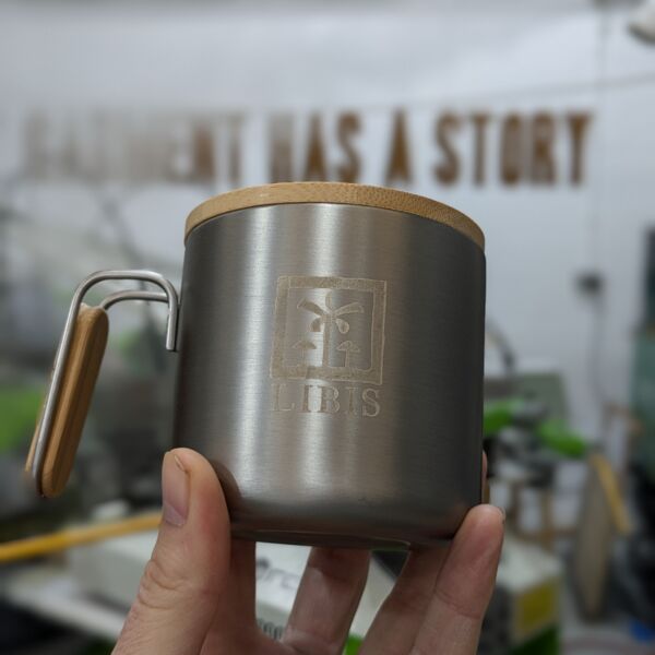 Recycled Stainless Insulated Mug with Bamboo Lid Thumbnail